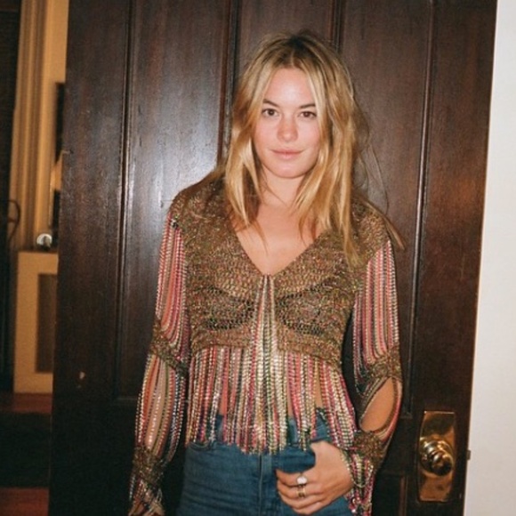 RARE 1970s authentic Loris Azzaro Gold & Silver Chain & Knit Top w/ Chain Tassel - Picture 8 of 9